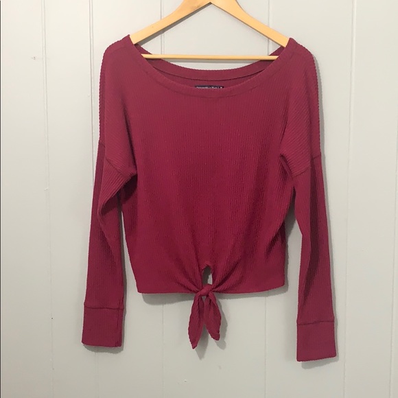 ABERCROMBIE | Off Shoulder Front Tie Sweater - Picture 5 of 8